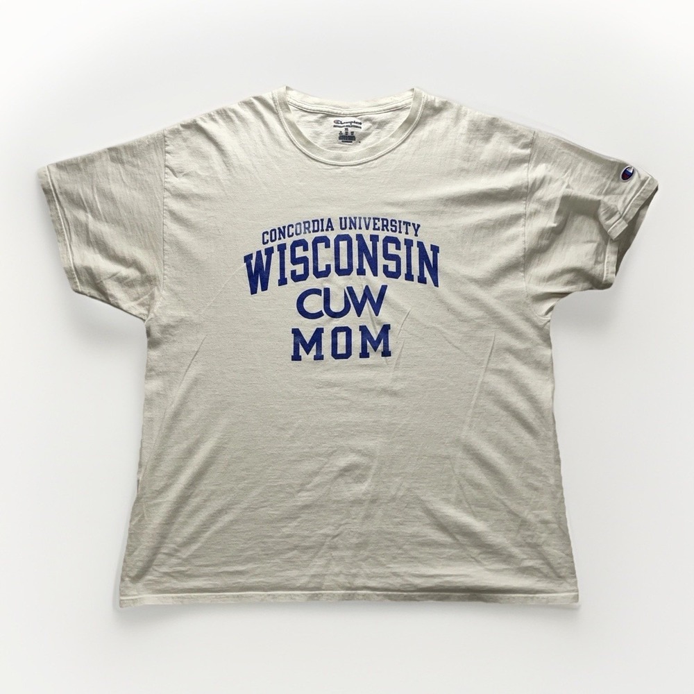 Vintage Y2k Champion Concordia University Mom Wisconsin T-Shirt White Sz XL